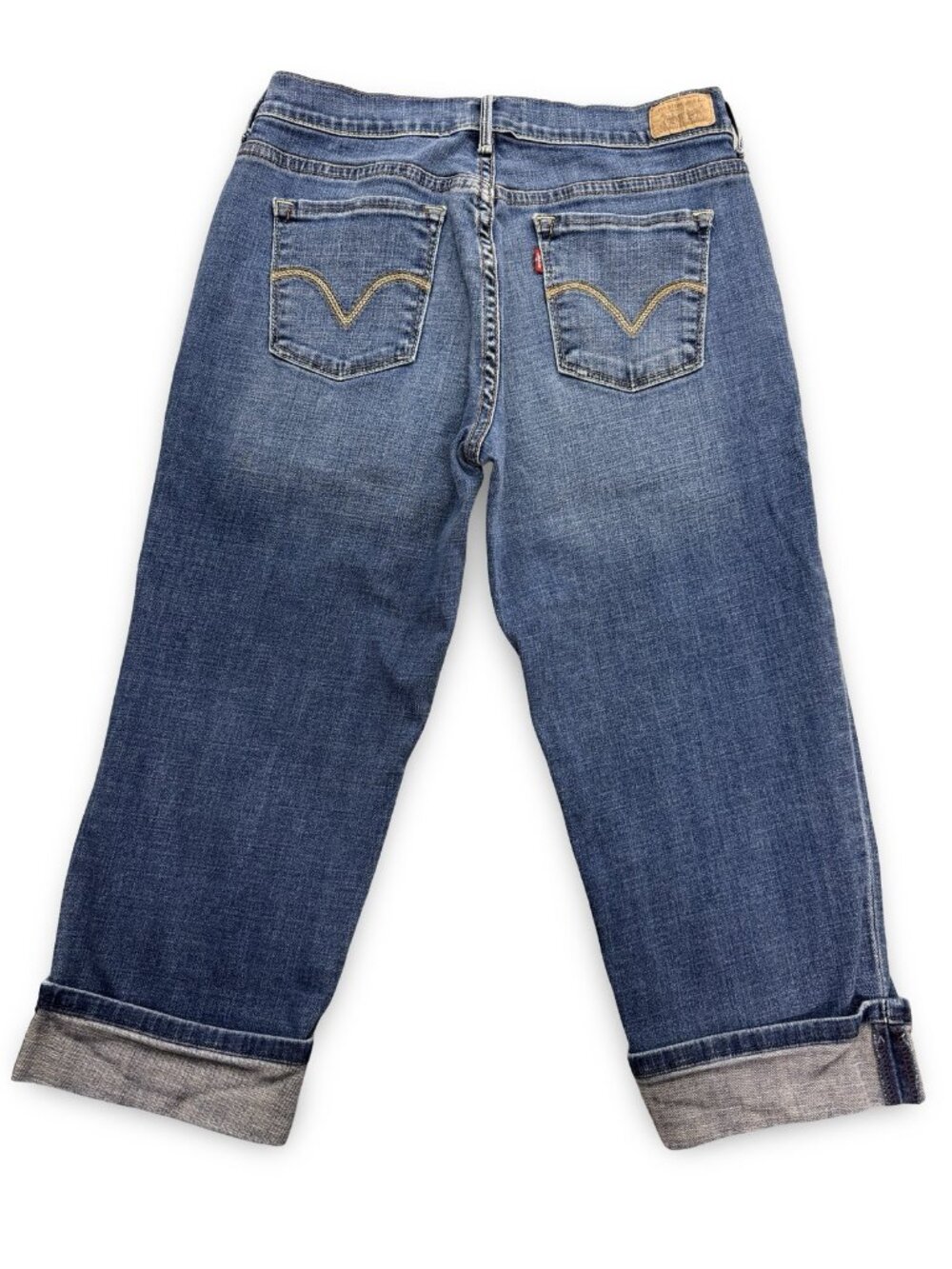 Levi's 515 Capri Jeans Womens 4 Blue Mid Rise Cuffed Crop Stretch Casual Denim - Picture 2 of 10